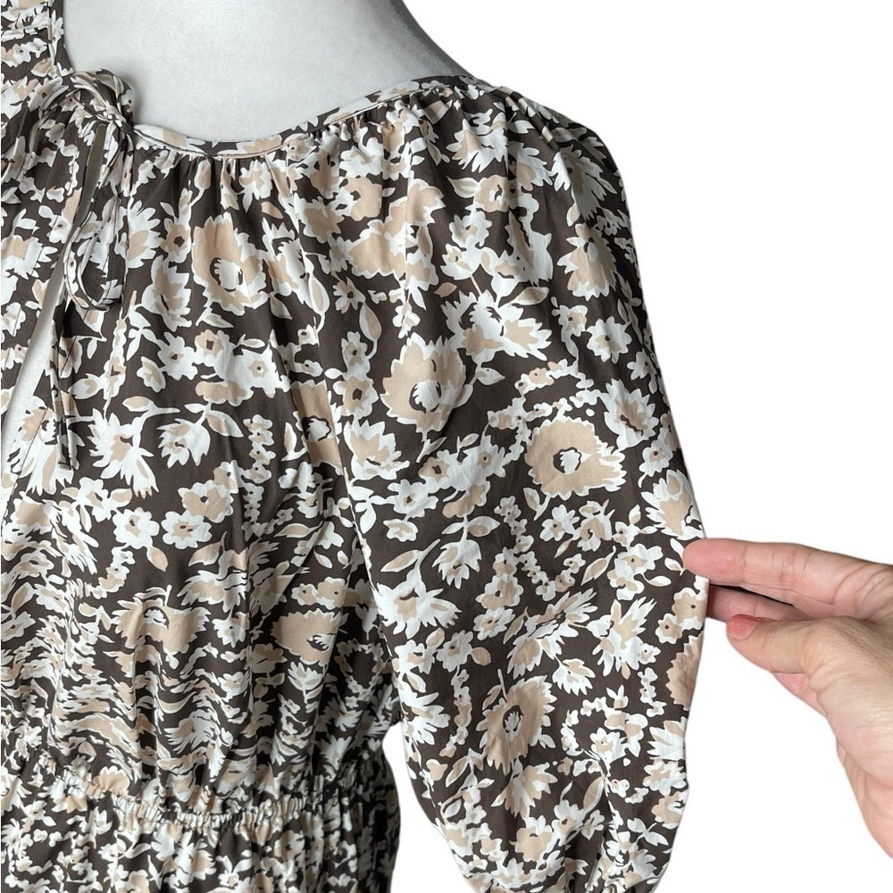 RAILS Cottagecore Ditsy Floral puff Sleeve Ruffle Hem Mini Dress Brown small - Picture 6 of 10